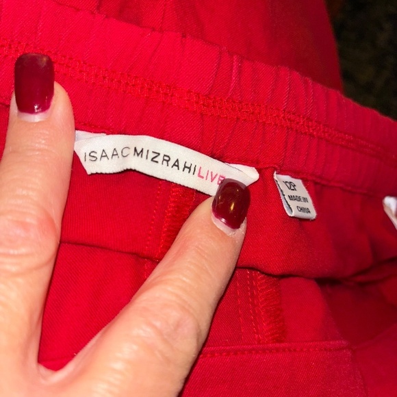 Isaac Mizrahi Live size 12 petite red pull on pants - Picture 6 of 7